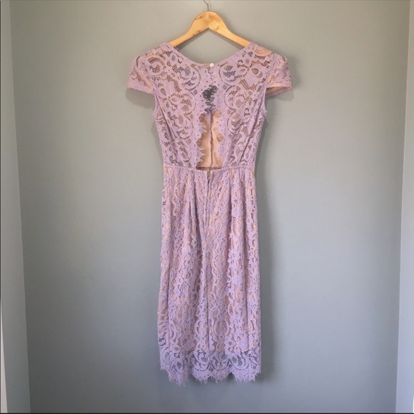 L’Atiste Lilac Purple Chantilly Lace Overlay Dress - Picture 1 of 6